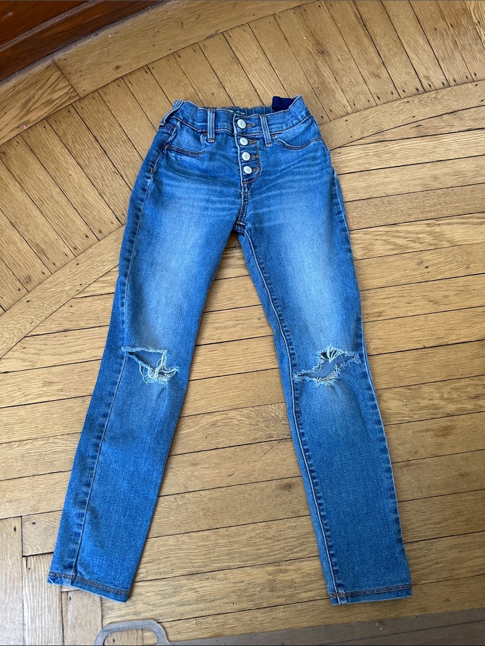 Blue High-Rise Distressed girls Jeans